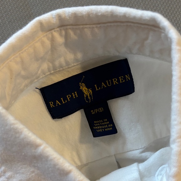 Ralph Lauren White Casual Button-Down Shirt boys sz S (8) - Picture 2 of 8